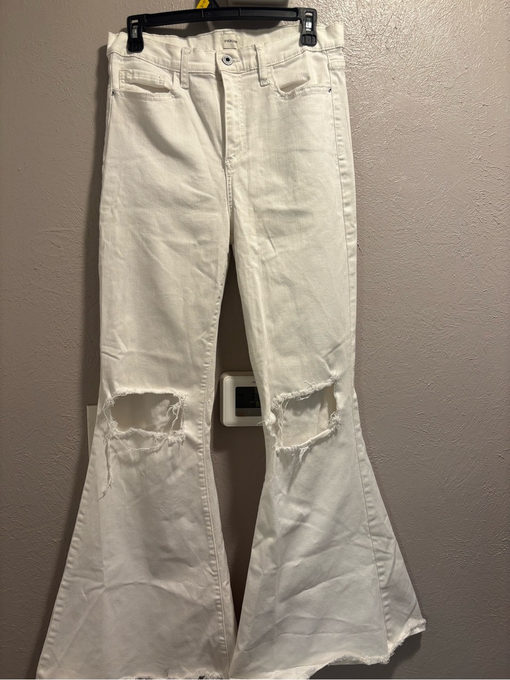 Sneak Peek White Distressed Flare Jeans